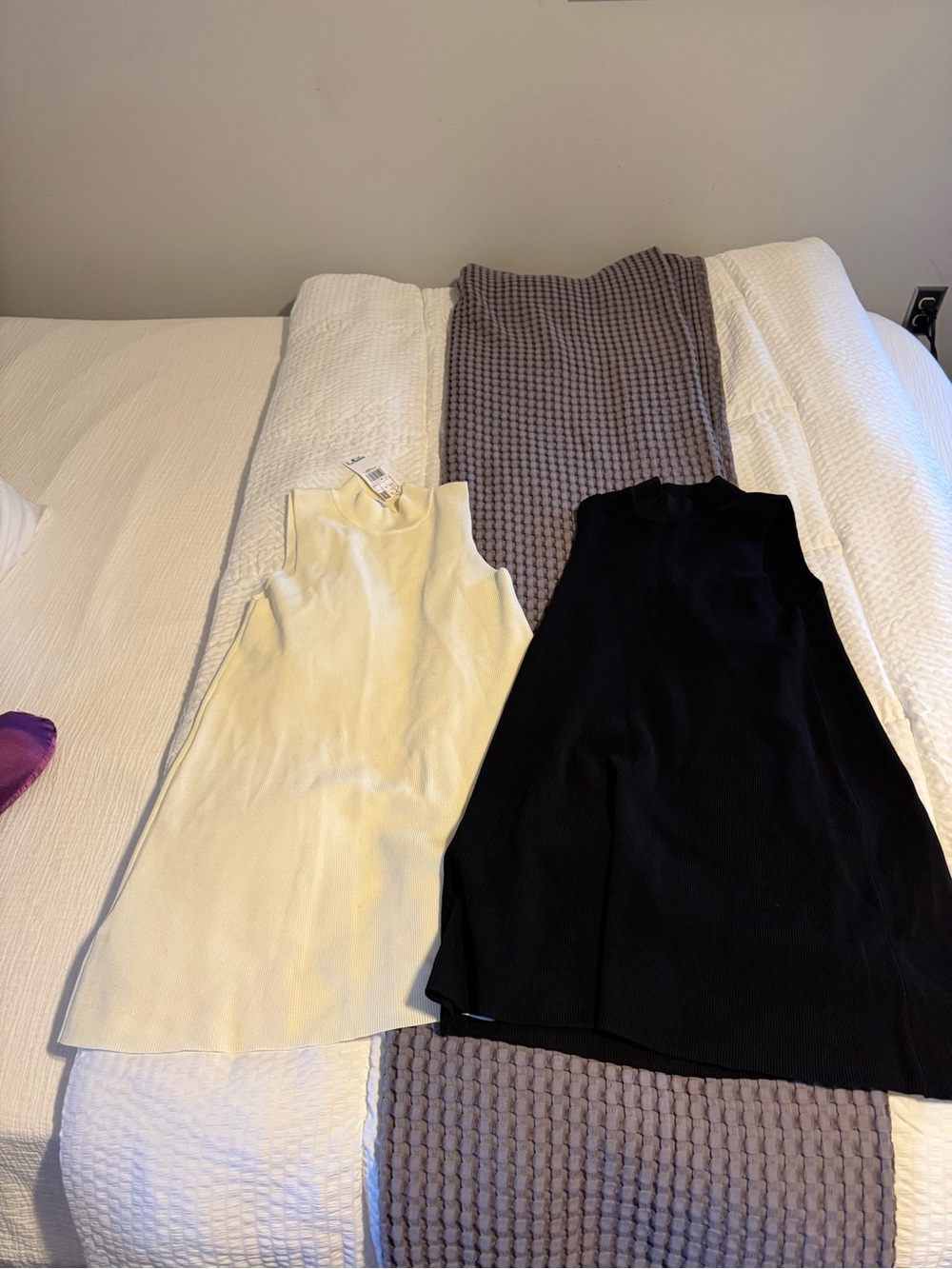 Bundle Mango Sleeveless Shift Dresses - Cream and Black size L NWT